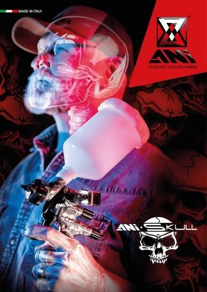 Краскопульт ANI SKULL TMD1 (ТРИ В ОДНОМ - WB - CLEAR - HVLP) Дюза 1.3 мм / 1/4MG AH1535010A фото